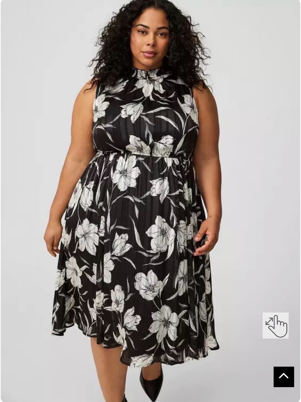 torrid Black and White Floral Smocked Midi Dress